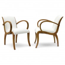 Pair of Light Beech Arm Chairs