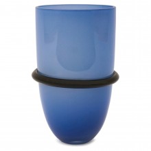 Kosta Boda Blue and Black Vase