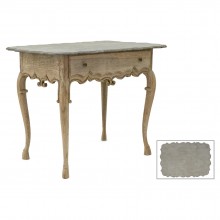 Bleached and Carved Table with Drawer