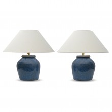 Pair of Blue Textured Lamps