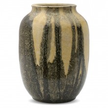 Beige and Black Stoneware Vase