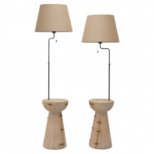 Wood table with Attached Lamp