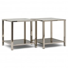 A Pair of Square Chrome Side Tables