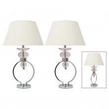 Pair of Chrome and Lucite Lamps