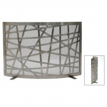 French Curved Steel and Mesh Fireplace Screen