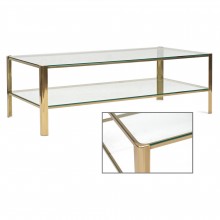 Brass and Glass Two-Tiered Coffee Table