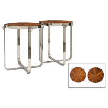 Circular Chrome and Wood Tables