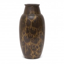 Brown Vase with Gold Drip Decoration