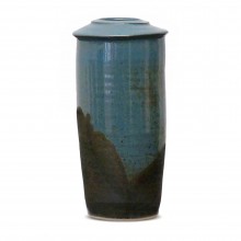 French Blue and Brown Ceramic Vase