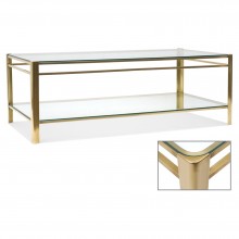 Two-Tiered Brass and Glass Coffee Table