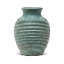 Light Green Ribbed Vase