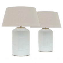 Pair of Ribbed Ironstone Lamps