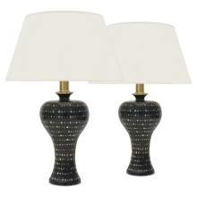 Pair of Black Table Lamps with White Dots