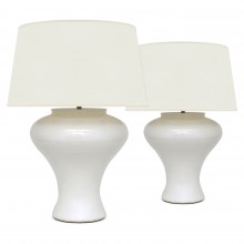 Pair of White Stoneware Table Lamps