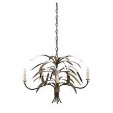 Patinated Brass Reed Chandelier