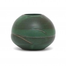 Circular Dark Green Ceramic Vase