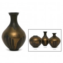 Black Stoneware Vase with Gold Glaze
