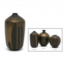 Black Stoneware Vase with Gold Glaze