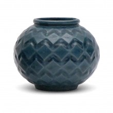 Enameled Blue Cast Iron Vases