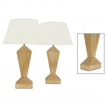Pair of Stepped Wooden Table Lamps