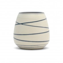 Off White Vase with Blue Striping