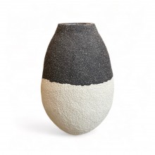 Handmade Black and Beige Stoneware Vase