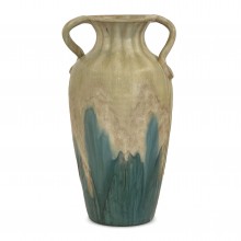 Large Beige and Green Ceramic Vase