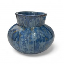 French Blue Ceramic Vase