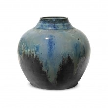 French Blue Stoneware Vase