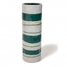 Green and White Striped Vase