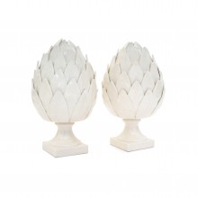 Pair of White Ceramic Artichokes