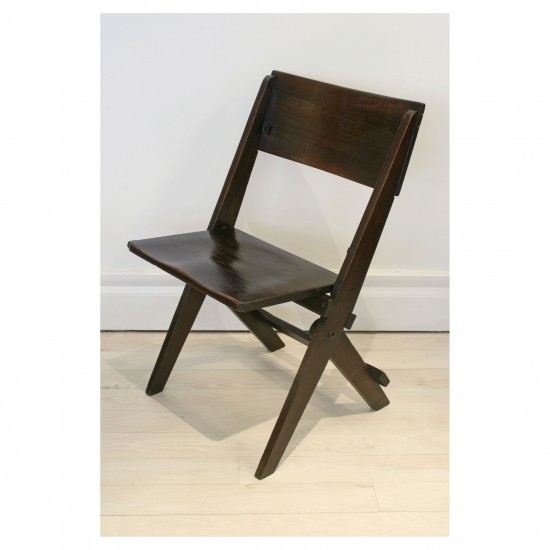 Set of Six English Oak Folding Chairs