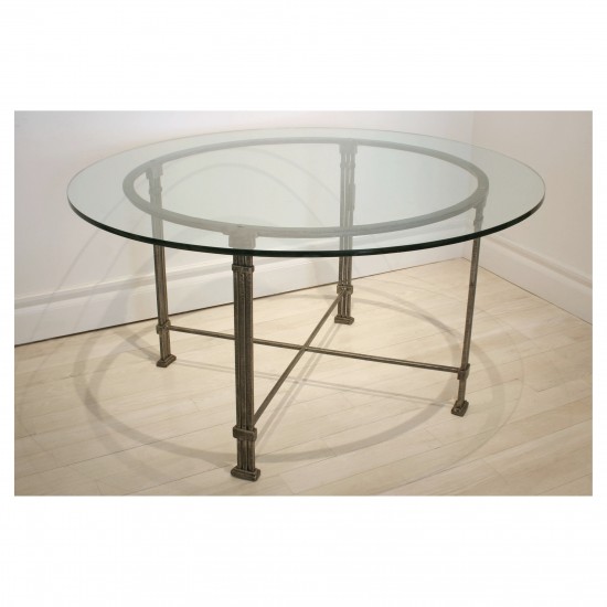Round Steel Table with Glass Top
