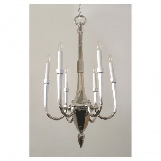 French Art Deco Nickel Plated Chandelier