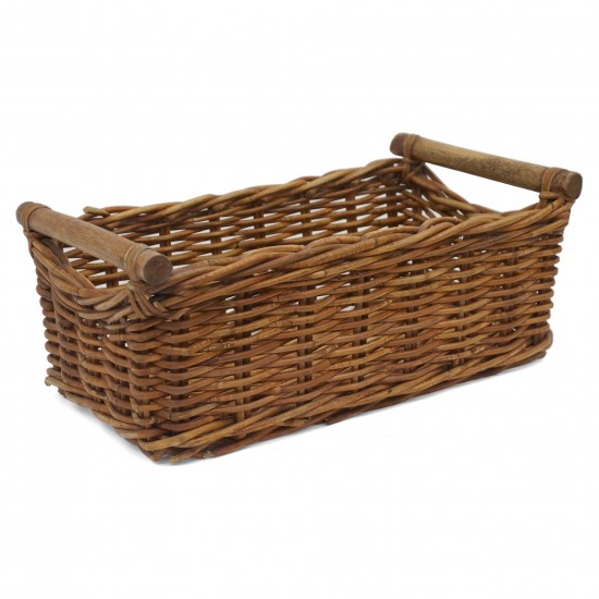 French Rectangular Basket with Wood Handles