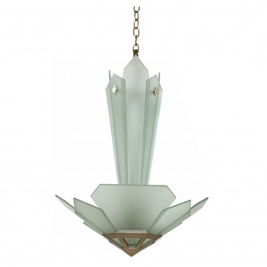 French Art Deco Frosted Glass Chandelier