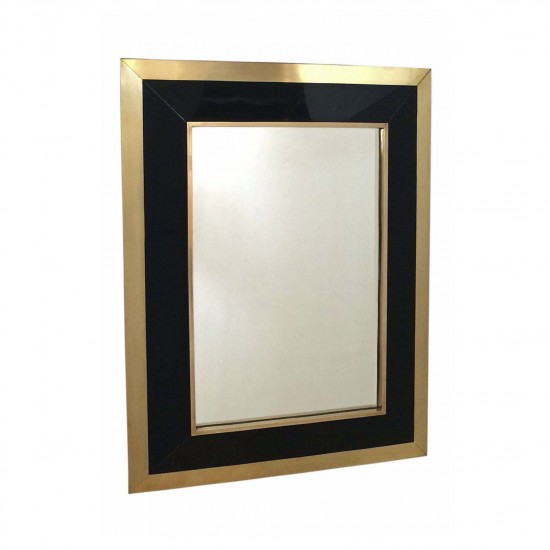 Brass and Black Lacquer Wall Mirror