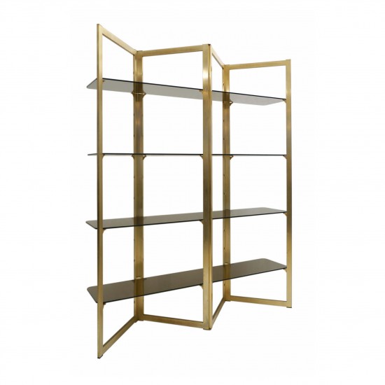 Brass Zig Zag Etagere With Four Glass Shelves B5515 Bk Antiques