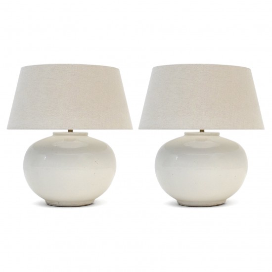 Pair White Ceramic Table Lamps
