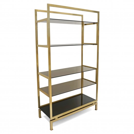 Brass and Glass Etagere by Guy Le Fevre