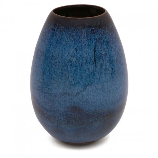 Drip Glazed Blue Stoneware Vase
