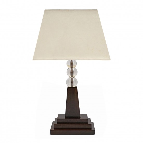 Art Deco Oak and Glass Ball Table Lamp