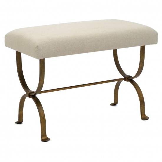Gilt Iron Bench with Upholstered Seat