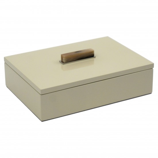 Champagne Lacquer Box with Horn and Chrome Handle