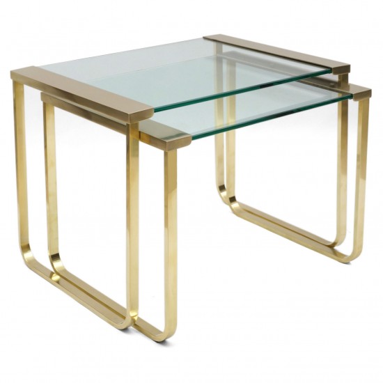 Brass and Glass Nesting Tables by Serge Mazza