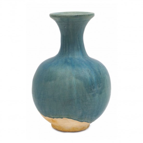 Blue/Green Drip Glazed Terra Cotta Vase
