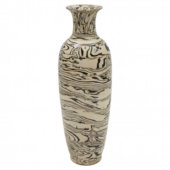 Tall Thin Marbleized Stoneware Vase