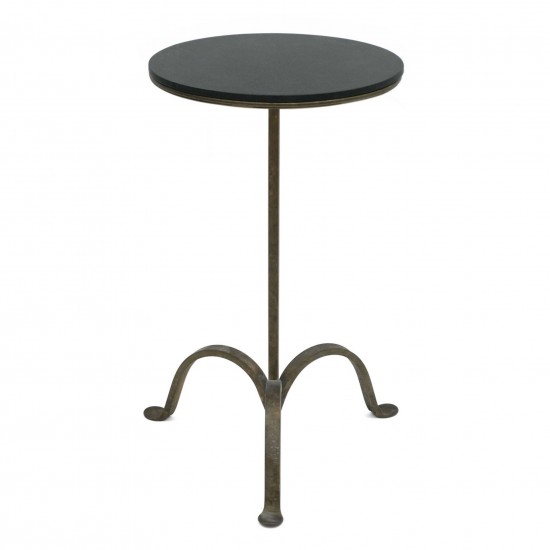 Iron Tripod Drinks Table with Stone Top