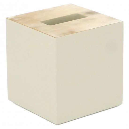 Ivory Lacquer and Horn Tissue Box Cover