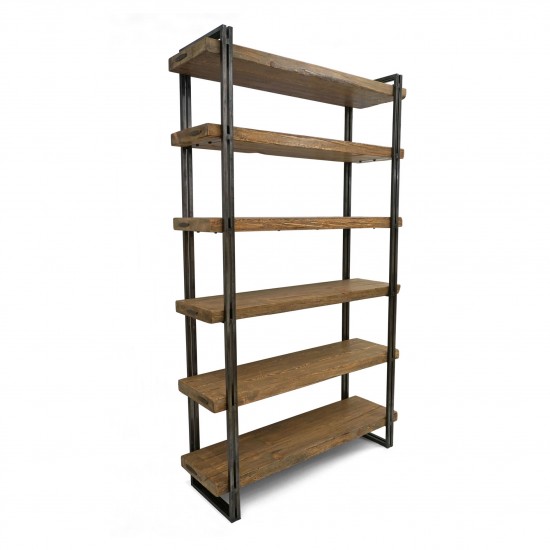 Steel and Wood Six Shelf Bookcase